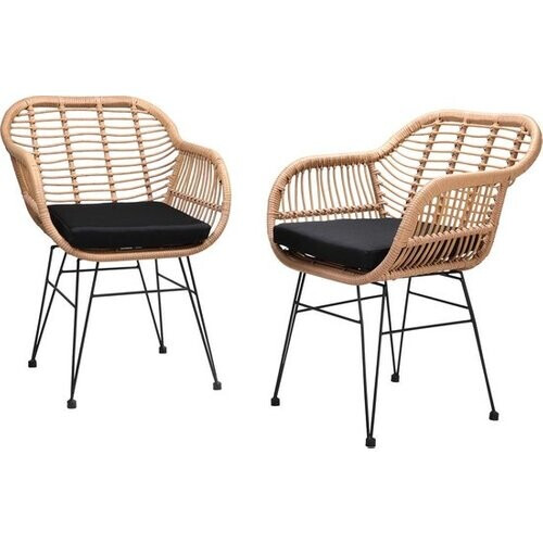 Tweedekans Casaria Poly Rieten Stoelen – 2 Stuks – Naturel – Comfortabel - Weerbestendig Tweedehands