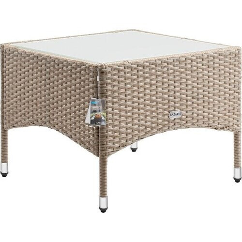 Tweedekans CASARIA Polyrattan Bijzettafel - Buiten 58x58x42cm - Crème Tweedehands
