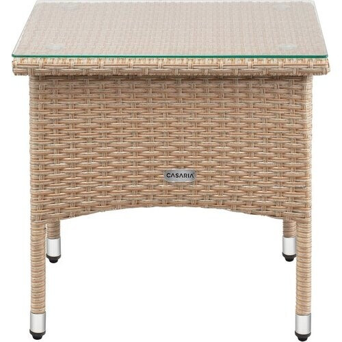Tweedekans CASARIA Polyrattan Bijzettafel Buiten - 50x50x45cm - Crème Tweedehands