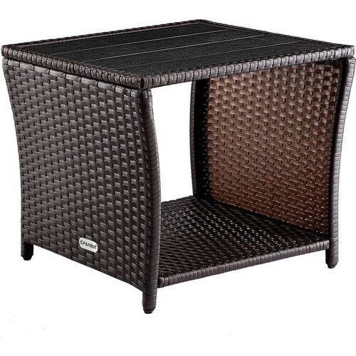 Tweedekans Casaria Polyrattan Bijzettafel - WPC Tafelblad 45x45x40cm – Bruin Tweedehands