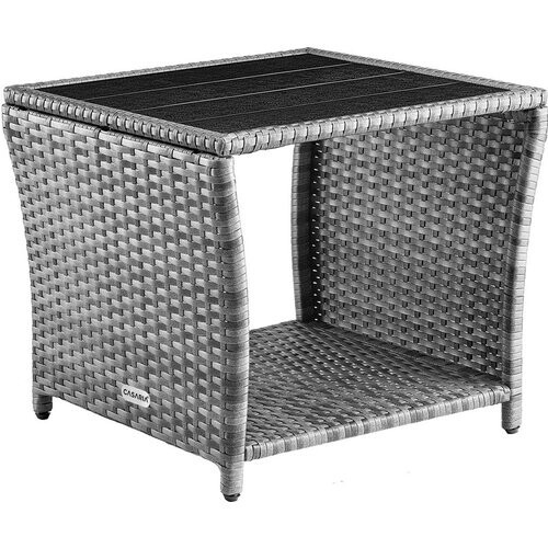 Tweedekans Casaria Polyrattan Bijzettafel - WPC Tafelblad 45x45x40cm – Grijs Tweedehands