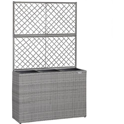Tweedekans Casaria Polyrattan bloembak met hekwerk Grijs Tweedehands