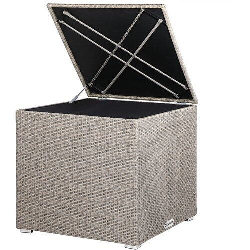 Tweedekans Casaria Polyrattan Kussenbox Tuinbox - Beige - 75x75x70cm Tweedehands