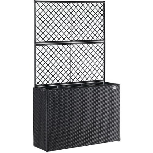 Tweedekans Casaria Polyrattan Plantenbak met Trellis Zwart Tweedehands