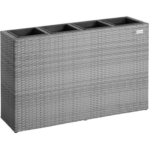 Tweedekans Casaria Polyratton bloempot grijs 95x27x60cm Tweedehands