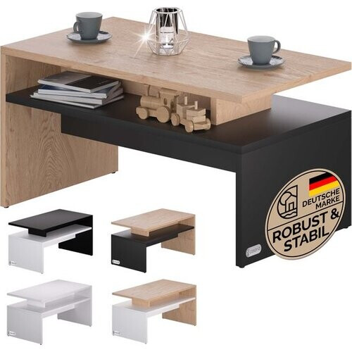 Tweedekans Casaria Salontafel – Opbergruimte 92x51x48cm Krasbestendig – Hout Antraciet Tweedehands