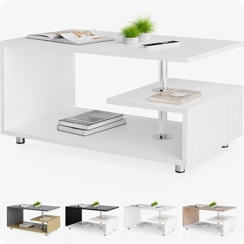 Tweedekans CASARIA Salontafel - Opbergvak Krasbestendig 95x55x50cm – Wit Tweedehands