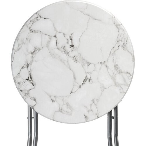Tweedekans CASARIA Statafel Set van 2 - Inklapbaar Marmerlook 110cm Ø60cm - Wit Tweedehands