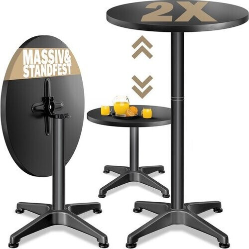 Tweedekans CASARIA Statafels - Set van 2 Inklapbaar Verstelbaar 70cm 115cm - Zwart Tweedehands