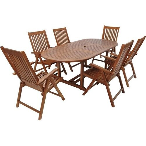 Tweedekans Casaria Tuinset Vanamo 6+1 - FSC®-Gecertificeerd Eucalyptushout Tweedehands