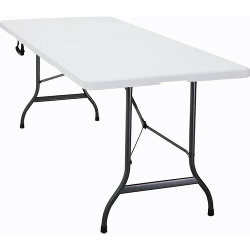 Tweedekans Casaria Tuintafel Opvouwbaar – met Draaggreep 220x70 cm – Wit Tweedehands