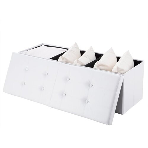 Tweedekans Casaria Zitbank met Opbergruimte - 115x40x40cm 130L Kunstleer – Wit Tweedehands