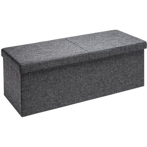 Tweedekans Casaria Zitbank met Opbergruimte - 115x40x40cm 131L Linnen Look – Donkergrijs Tweedehands