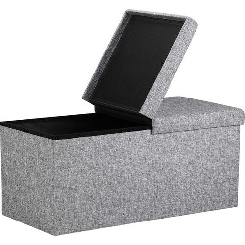 Tweedekans Casaria Zitbank met Opbergruimte - 80x40x40cm 100L Linnen Look – Lichtgrijs Tweedehands