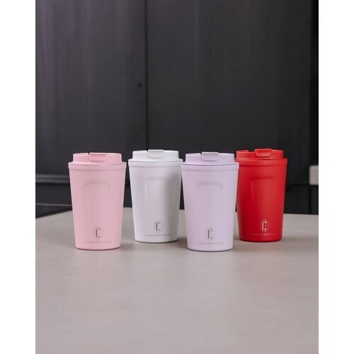 Tweedekans Castagnola Thermosbeker - Koffiebeker To Go - Travel Mug voor Koffie en Thee - Theebeker - 380 ML - RVS - Wit Tweedehands