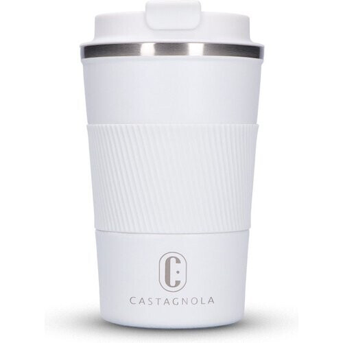 Tweedekans Castagnola Thermosbeker - Koffiebeker To Go - Travel Mug voor Koffie en Thee - Theebeker - 380 ML - RVS - Wit Tweedehands