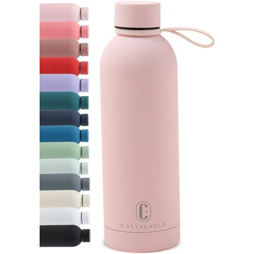 Tweedekans Castagnola Waterfles - RVS Drinkfles 500 ML - Stalen Thermosfles - Drinkflessen voor Volwassenen - Dubbelwandig - Lichtroze Tweedehands