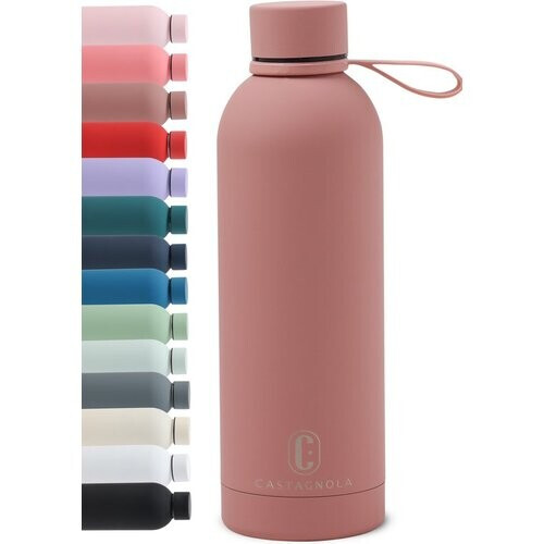 Tweedekans Castagnola Waterfles - RVS Drinkfles 500 ML - Stalen Thermosfles - Drinkflessen voor Volwassenen - Dubbelwandig - Poeder roze Tweedehands