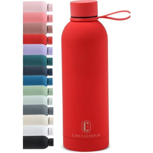 Tweedekans Castagnola Waterfles - RVS Drinkfles 500 ML - Stalen Thermosfles - Drinkflessen voor Volwassenen - Dubbelwandig - Rood Tweedehands