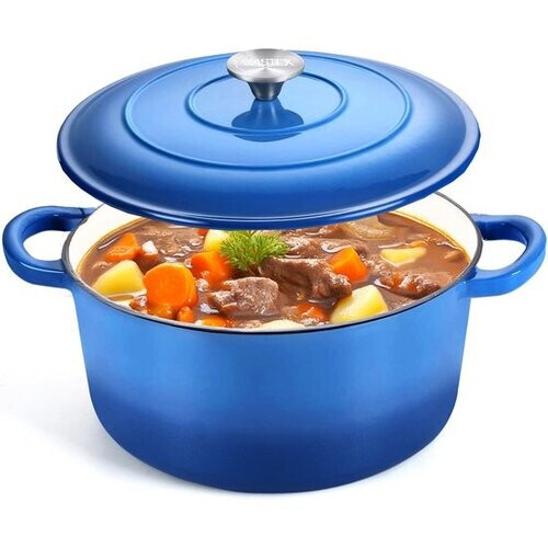 Tweedekans Castex Elegance Royal Gietijzeren Braadpan met Deksel 26 cm - Inductie Pan - Braadpannen Gietijzer - Blue Tweedehands