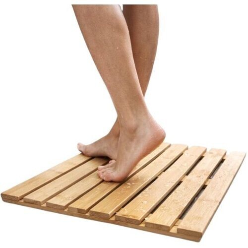 Tweedekans Ceruzo Douchemat Bamboe – Antislip Badmat – 50 x 30 cm – Saunamat Tweedehands