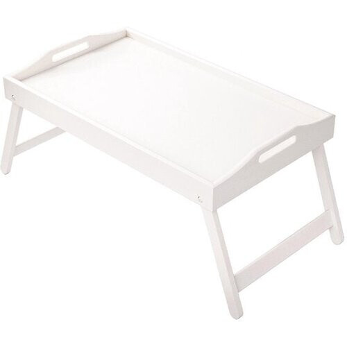 Tweedekans Ceruzo Ontbijt op Bed Dienblad – Inklapbare Bamboe Bedtafel 50x30 cm – Wit Tweedehands