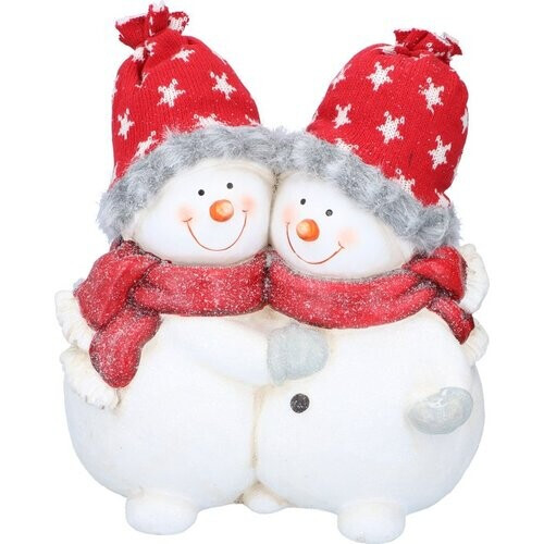 Tweedekans Christmas Gifts Kerst Beeld Sneeuwpoppenpaar - Beeldje 31CM - Kersversiering voor Binnen en Buiten Tweedehands