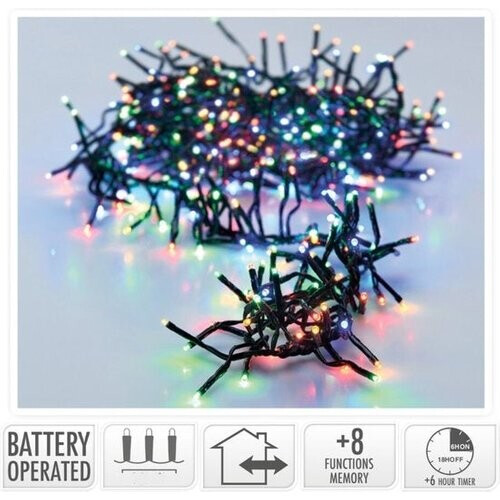 Tweedekans Clusterverlichting 192 led - Kerstverlichting- 1.4m - multicolor - Batterij - Lichtfuncties - Geheugen - Timer Tweedehands