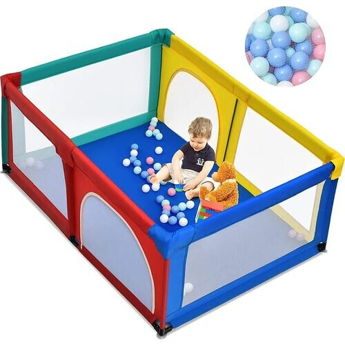 Tweedekans Coast 120 x 190 cm Baby Playpen met 50 speelballen met een netwerk en ritssluiting Tweedehands