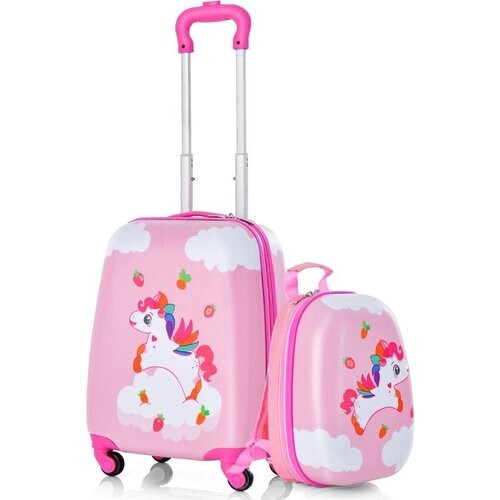 Tweedekans Coast 2-Delige Kinderkoffer + Rugzak Kindertrolley - Harde schaal Roze Tweedehands