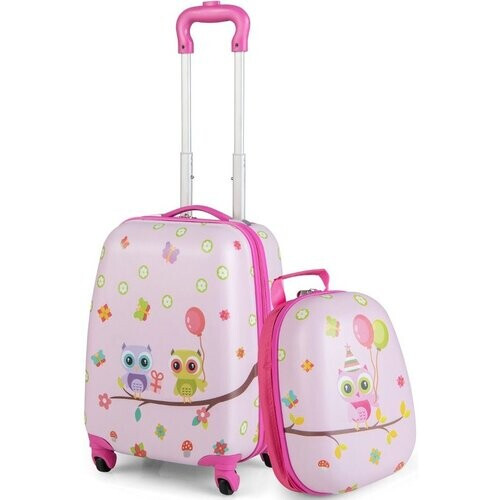 Tweedekans Coast 2-Delige Kinderkofferset - 360° Wielen - 33 x 22 x 41 cm - ABS - Roze Tweedehands