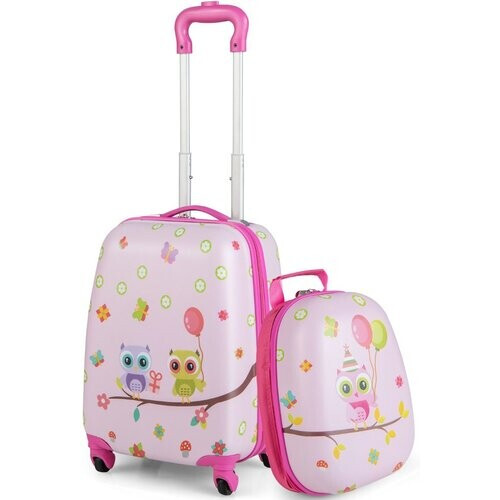 Tweedekans Coast 2-Delige Kinderkofferset - 360° Wielen - 33 x 22 x 41 cm - ABS - Roze Tweedehands
