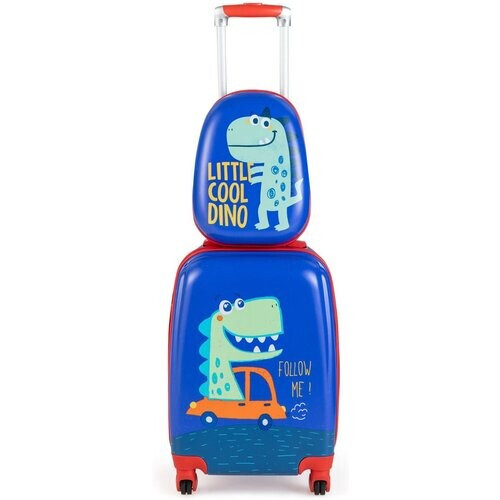 Tweedekans Coast 2-Delige Kinderkofferset - Trolley en Rugzak - Blauw/dinosaurus Tweedehands