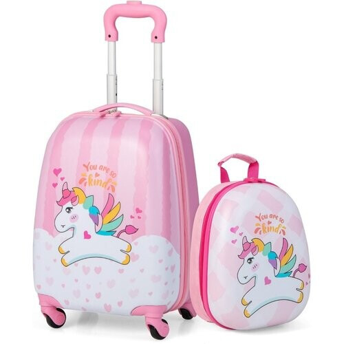 Tweedekans Coast 2-Delige Kinderkofferset Trolley + Rugzak - Eenhoorn Roze - 32cm (L) x 22cm (B) x 40cm (H)