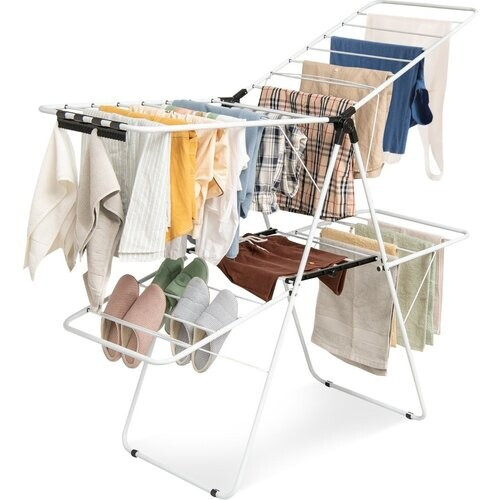 Tweedekans Coast 2-fasen wasrek opvouwbare tuimeldroger met in hoogte verstelbare vleugels 154 x 55,5 x 112 cm wit Tweedehands