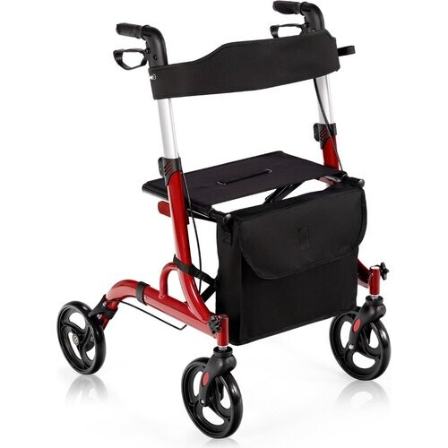 Tweedekans Coast 2 in 1 rolstoel en reiserollator met stoel- en tas en pitchhouder opvouwbaar en lichtrood Tweedehands