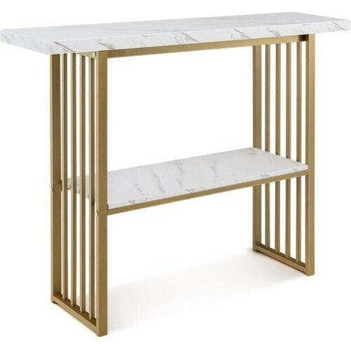 Tweedekans Coast 2 Niveaus Console -tabel met marmeren uiterlijk 120 x 29,5 x 92,5 cm wit en gouden Tweedehands