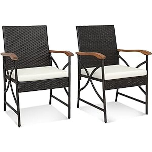 Tweedekans Coast 2-serie rattan stoelen set terrace corbulator van pe-rattan met rugleuning en armleuning gemaakt van hout Tweedehands