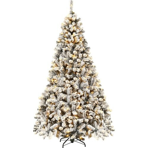 Tweedekans Coast 225 cm kunstmatige kerstboom met sneeuw en warme witte led -lichten kerstboom PVC naalden Tweedehands