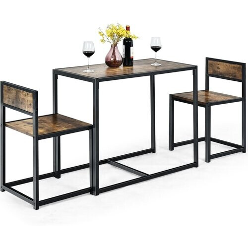 Tweedekans Coast 3-Delige Eetkamerset Bar Tafel Set Keuken Tafel + 2 Stoelen Antiek Tweedehands