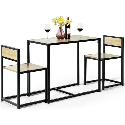 Tweedekans Coast 3-Delige Eettafel Set Bar Tafel Set Keuken Tafel Eettafel + 2 Stoelen Natuurlijk Tweedehands