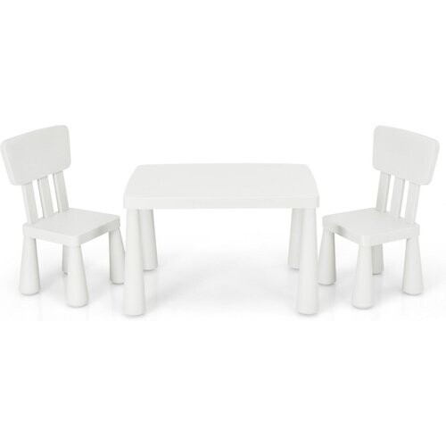 Tweedekans Coast 3-Delige Kindertafelset - 1 Tafel met 2 Stoelen - 76.5 x 54.5 x 49.5 cm - Polypropyleen - Wit Tweedehands