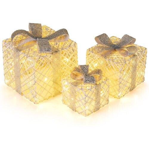 Tweedekans Coast 3-delige LED cadeauboxen set – warmwit – wit – 25×25×23 / 20×20×18 / 15×15×13 cm Tweedehands