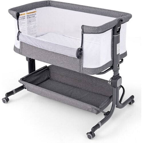 Tweedekans Coast 3-in-1 Babybed - Donkergrijs - 87 x 63 x 85 cm - Co-Sleeper met Matras - 6-Voudig Verstelbaar - Opvouwbaar met Opbergmand Tweedehands