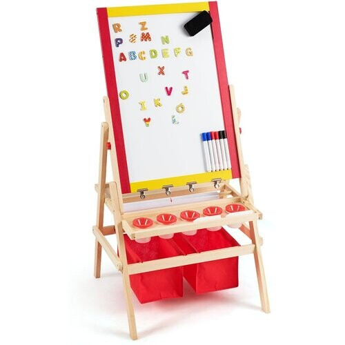 Tweedekans Coast 3 in 1 Schilderbord Voor Kinderen Dubbelzijdig Whiteboard & Krijtbord - 52.5 x 51.5 x 106.5 cm Tweedehands