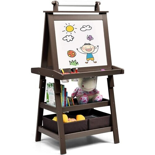 Tweedekans Coast 3 op 1 kinderen gemakkelijker kindertafel dubbelzijdige whiteboard -standaardtafel inclusief magneten voor peuters koffie koffie Tweedehands