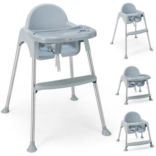 Tweedekans Coast 4 in 1 babyshoedelstoel gemaakt van PP & roestvrijstalen hoge stoel converteerbaar met verwijderbare dubbele lade grijs Tweedehands