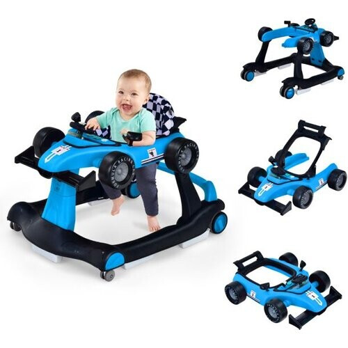 Tweedekans Coast 4-in-1 Loopwagen - Instelbare Hoogte - Anti Slip Pads - Blauw - 73 x 64 x 50,5-55,5 cm