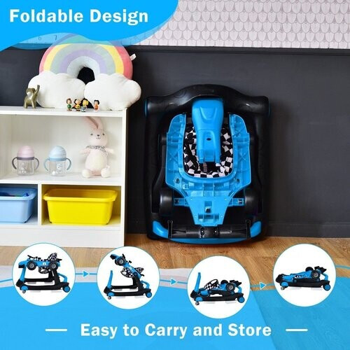 Tweedekans Coast 4-in-1 Loopwagen - Instelbare Hoogte - Anti Slip Pads - Blauw - 73 x 64 x 50,5-55,5 cm Tweedehands