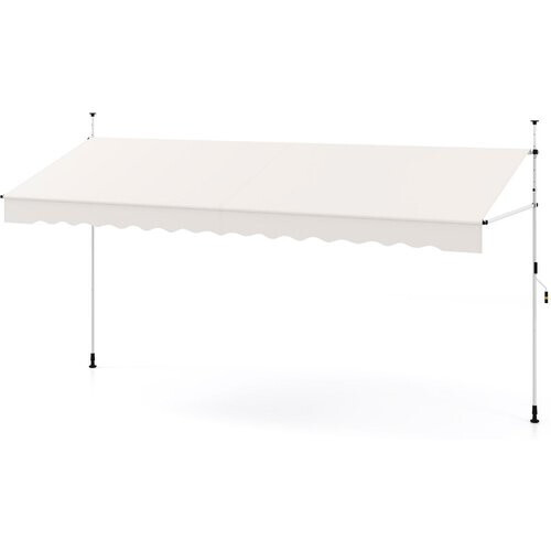 Tweedekans Coast 400x120/135/150x210-300 cm Witte Balkonzonwering Zonder Boren met Handkurbel – In Hoogte Verstelbare Klemzonwering Tweedehands